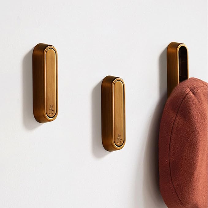 6PCS Folding Coat Hooks, Heavy Duty Wall Hooks Made of Zinc Alloy, Foldable Wall Hooks for Hanging Coats, Scarves, Hats, Bathrobes, Keys, Bags (Bronze)