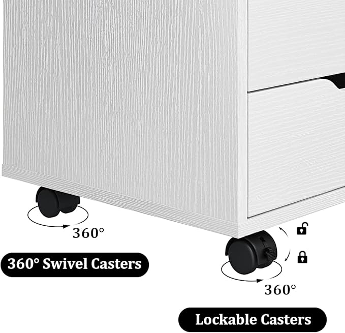 Panana 5/7 Drawer Chest, Wooden Tall Dresser Storage Dresser Cabinet with Wheels, Office Organization and Storage, Bedroom Furniture (White, 7 Drawer)