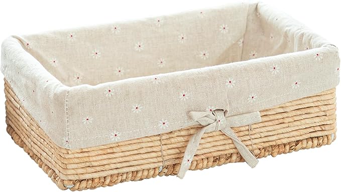 Natural Corn Rope Storage Basket - 11.8" x 8.3" x 4" Woven Organizer Bin - Boho Farmhouse Decor for Bathroom/Nursery/Shelves/Clothes /Shelves/ Closet (Single Piece)