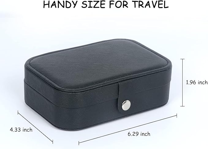 Travel Jewelry Box, Small Jewelry Organizer Boxes for Women Girls, 2 Layer Travel Jewlery Case, PU Leather Mini Portable Jewerly Storage Display Holder for Earrings, Ring, Necklaces, Bracelets Black 1