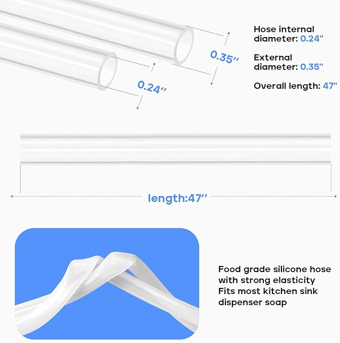 Samodra Sink Soap Dispenser and Extension Tube Kit, ABS Pump Head Bronzed Built in Design with 39” Extension Tube to Soap Bottle, No More Messy Refills(No Bottle)