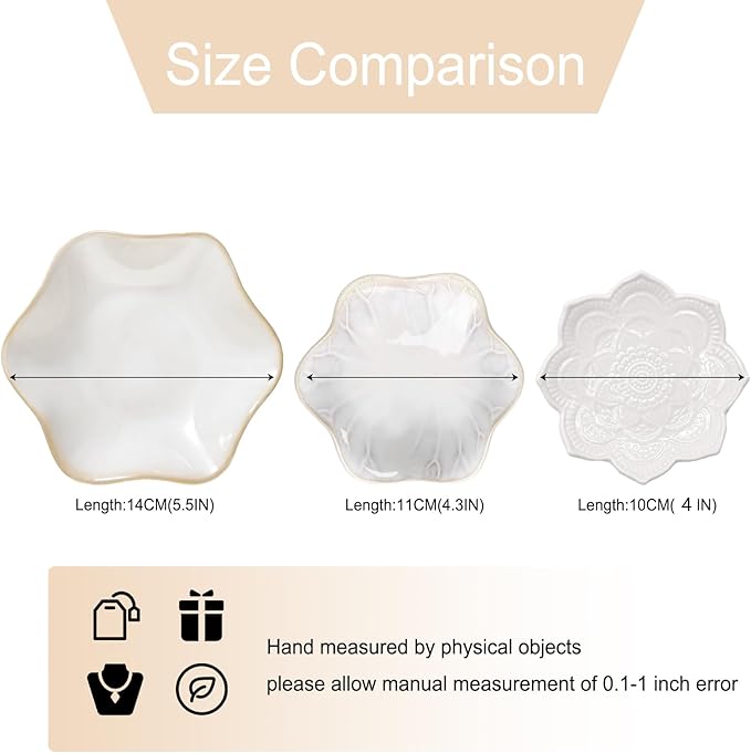 2 Pcs Ceramic Jewelry Dish, Jewelry Tray Key Tray,Small Ring Dish Holder Jewelry Plate Trinket Dish Catchall Tray Nightstand Decor For Table Room Decor SM (4.3 In, White,Green)