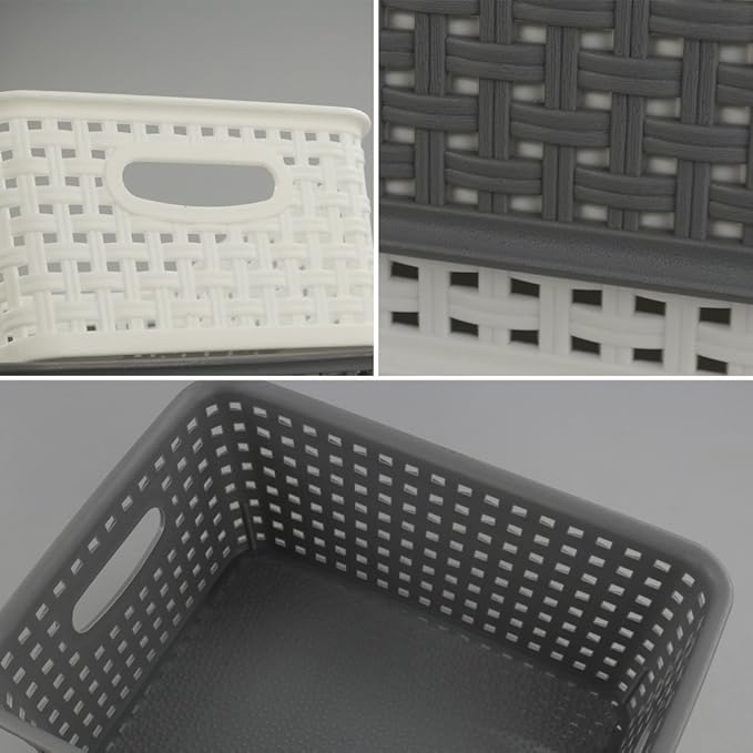 Idomy 6-Pack Plastic Storage Baskets/Bins, Rectangle