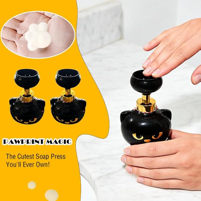 Cute Cat Paw Foam Soap Dispenser,2026 New Black Kitty Hand Soap Pump for Bathroom and Kitchen Home Accessories (1 Pcs)