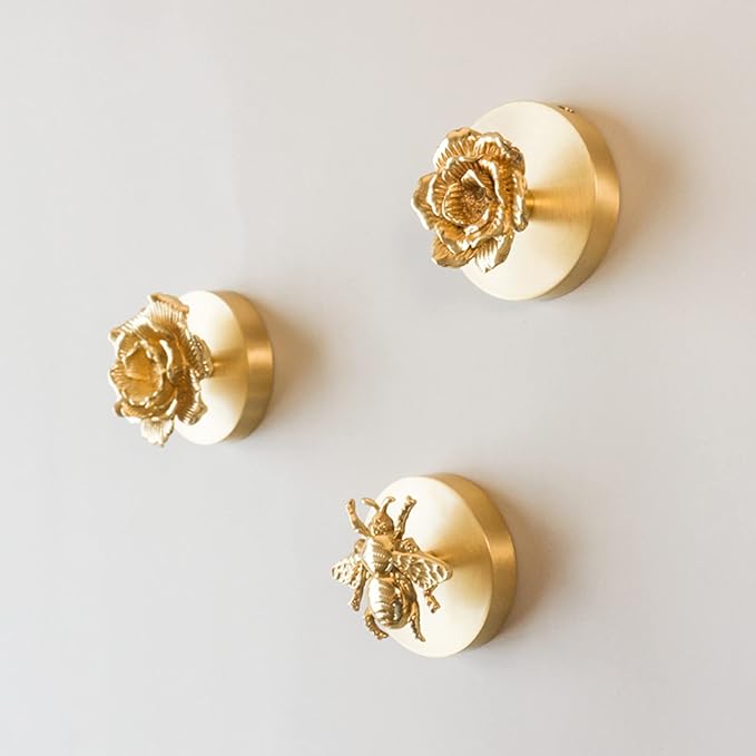Brass Bird Coat Rack Robe Wall Hooks Hat Dragonfly Hanger for Bedroom Kitchen Various Shapes Animal Deer Decor Home Accessories (1, Dragonfly)
