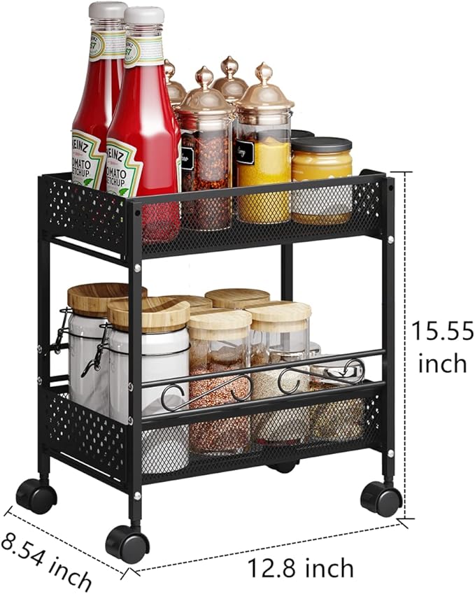 2 Pack - 2-Tier Under Sink Organizers and Storage with Sliding Storage Drawer for Kitchen and Bathroom Cabinet Countertop, Black