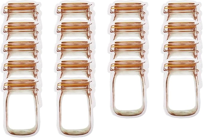 Enkrio 18Pcs Mason Jar Zipper Bags Resuable Snack Bags Portable Food Storage Snack Zipper Bags for Kitchen Travel Camping Picnic Organizer (18S)