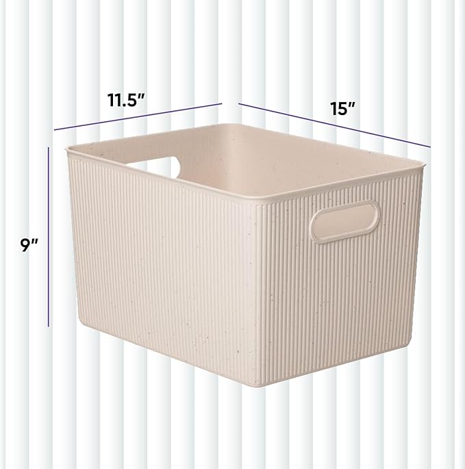 Superio Eco-Friendly Decorative Plastic Basket Open Home Storage Bins Organizer Baskets, X-Large (6 Pack) Container Boxes for Organizing Closet Storage Bins for Shelves Drawer Shelf 22 Liter