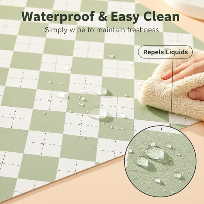 Coavas Extra Grip Thickened Shelf and Drawer Liner - Non-Adhesive Non-Slip Waterproof Mats for Kitchen Cabinets, Drawers, Shelves, Dresser & Cupboard, Easy Cut DIY (Green Rhombic, 12IN x 30FT)