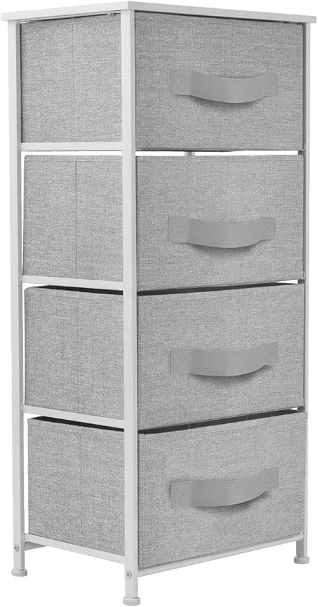 Sorbus Nightstand with 4 Drawers - Bedside Furniture & Night Stand End Table Dresser with Steel Frame, Wood Top, Easy Pull Fabric Bins for Home, Bedroom Accessories, Office & Dorm
