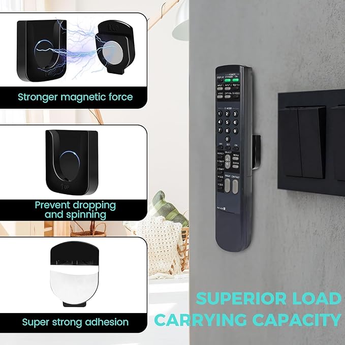 6-Piece Magnetic Remote Control Holder Wall Mount - Self Adhesive Suitable for Tv Backside as Well as Tv Fan and Air Conditioner Remote Controls