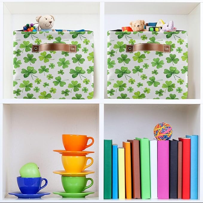 St Patrick Storage Basket,Large Storage Bin Fabric Collapsible Organizer Bag with Handles 15x11x9.5 inch