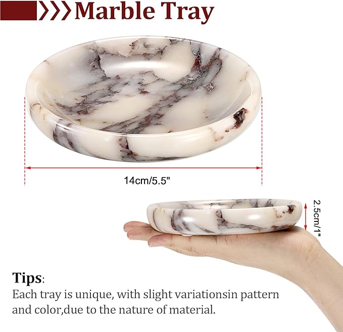 Hipiwe Decorative Key Holder for Entryway Table Round Key Bowl Marble Nightstand Organizer for Candle Jewelry Tray for Earrings Necklaces