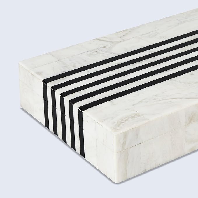 Handicrafts Home Large Decorative Storage Box 12x6– Coffee Table Organizer Box, Modern Home Décor Accent, Keepsake Memory Box, Jewelry Storage Box, Boho Decorative Box with Lid for Shelf, Mantle Decor