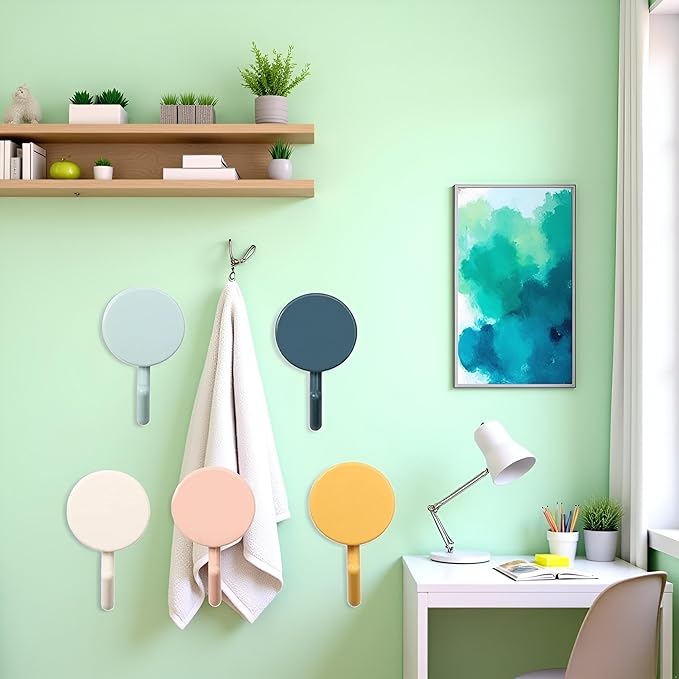 5Pcs Colorful Self Adhesive Hook, Cute Wall Hooks, Towel Hooks, Home Storage ，Stick On Plastic, Decorative Wall, Key Holder Kitchen, Bathroom, Office