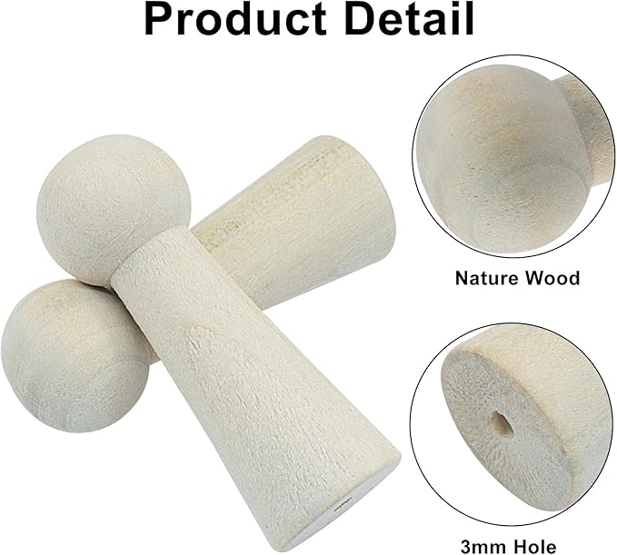 10Pcs Wooden Screw Hooks, Solid Wooden Wall Hooks Screw-On Coat Hooks, DIY Wood Coat Hooks for Hanging Jacket/Towel/Mug/Clothes Crafts(Style-2,Unpainted)