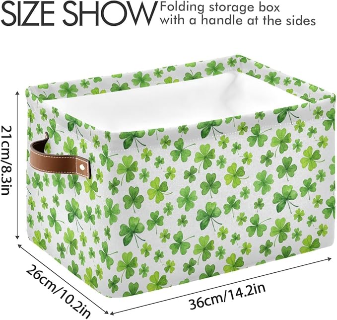 St Patrick Storage Basket,Large Storage Bin Fabric Collapsible Organizer Bag with Handles 15x11x9.5 inch