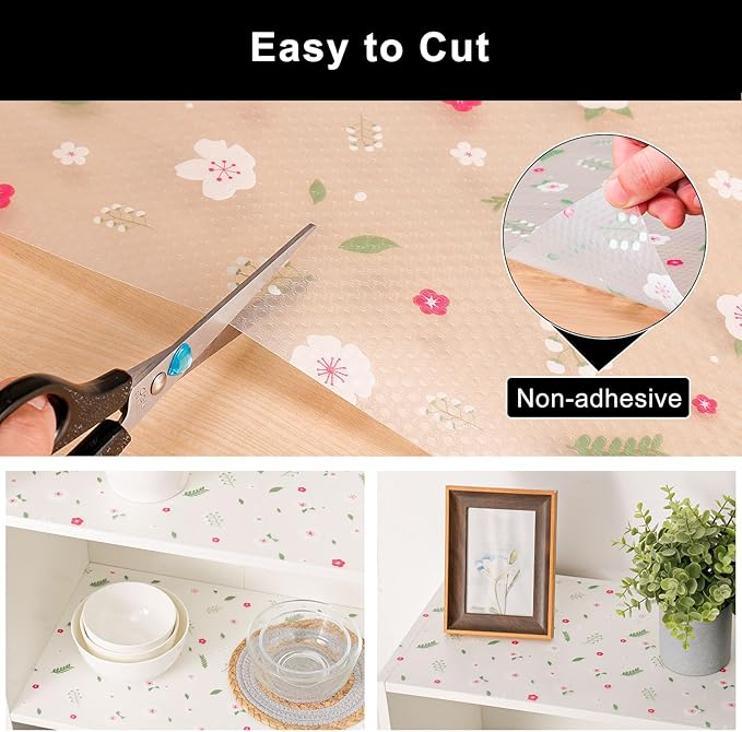 Cooyes Shelf Liner – Premium Non-Adhesive Cabinet & Drawer Liner for Kitchen – Waterproof Shelf Paper with Modern Pattern – Durable EVA Cabinet Mat – Easy to Cut （12" W x 240" L）
