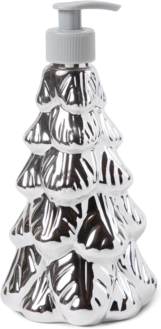 Simple Pleasures Metallic Christmas Tree Set of 2 Holiday Soap Dispenser with Scented Liquid Soap - Decorative Hand Pump Refillable Soap Dispensers for Kitchen and Bathroom Sinks