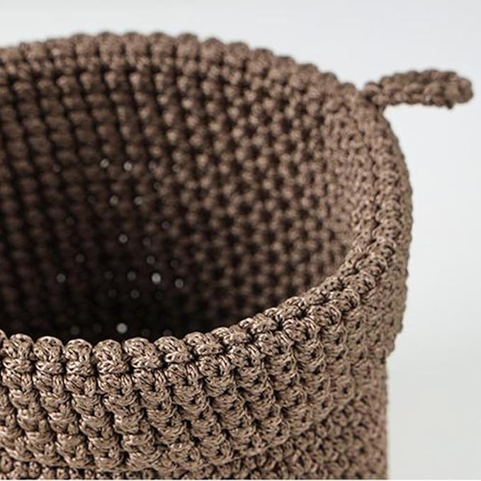 Set of 2 Woven Baskets for Storage and Organization on Vanity and Bathroom, Gray