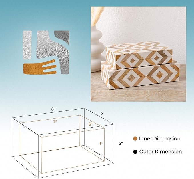 Handicrafts Home Decorative Box 8x6 â Photo Storage Box, Jewelry Organizer, Modern Decorative Storage Box with Lid, Bohemian Table DÃ©cor, Vintage Keepsake Box for Shelf or Coffee Table DÃ©cor