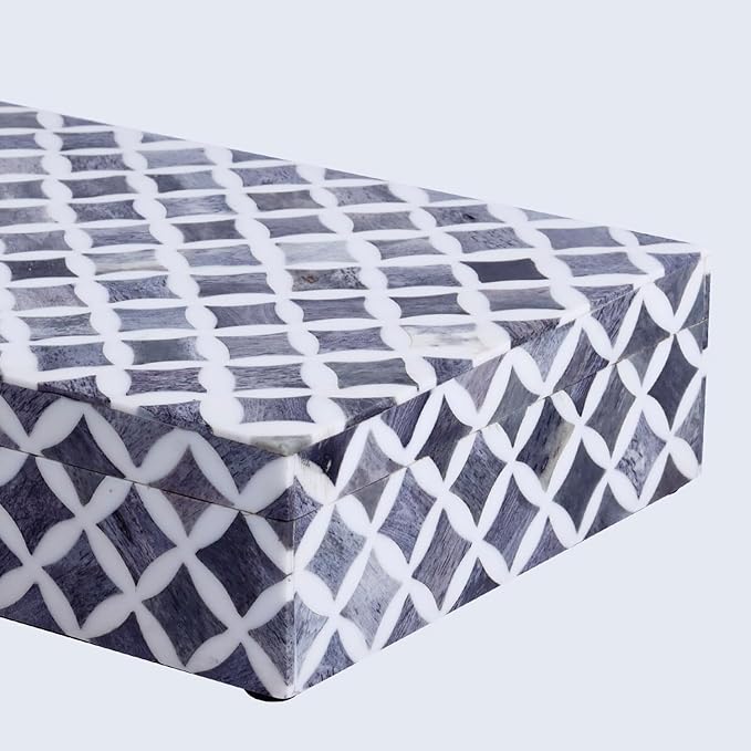 Handicrafts Home Large Decorative Storage Box with Lid â 12x6x5â Coffee Table Organizer, Keepsake- Decorative Boxes for Home Decor, Stylish Decorative Box for Office Decor- Slate White Star