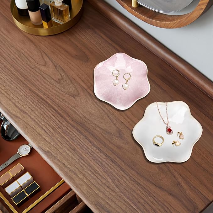 Ceramic Jewelry Dish,Ring Dish,Trinket Tray,Jewelry Tray Room Decor Bathroom Home Decor Gifts for Women Mom Sister Coworker Friend Bride(5.5in White)