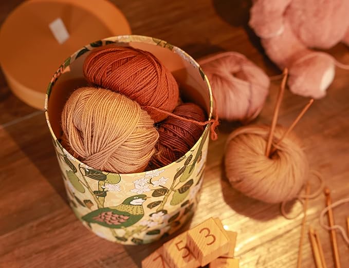3-Piece Decorative Storage Boxes with Lids, wool storage, toy bin, Cardboard Keepsake Box Set, Vintage Floral and Geometric Patterns, Green, Orange, Yellow, Home Decor, Table Decor