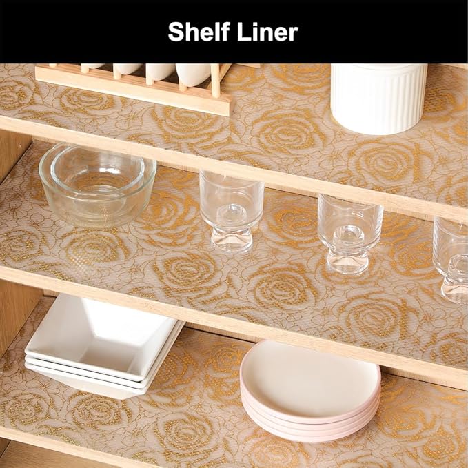 Cooyes Shelf Liner – Premium Non-Adhesive Cabinet & Drawer Liner for Kitchen – Waterproof Shelf Paper with Modern Pattern – Durable EVA Cabinet Mat – Easy to Cut （17.5" W x 240" L）