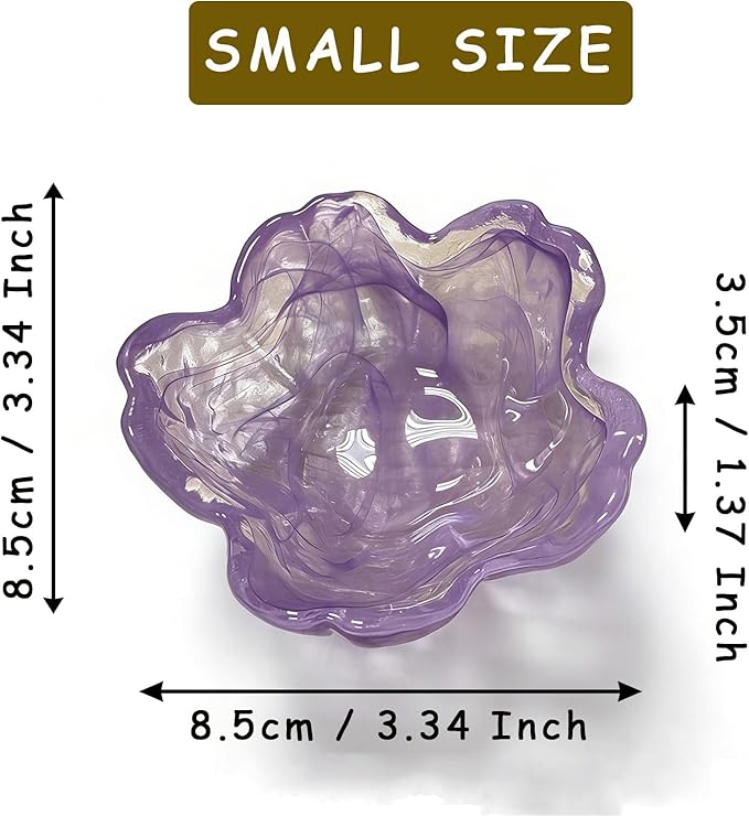 Flower Ring Dish Jewelry Tray, Glass Jewelry Dish Tray, Aesthetic Room Decor Small Trinket Dish, Nightstand Ring Holder Dish, Bathroom Jewelry Plate Bowl for Earrings (Watercolor Violet Purple)