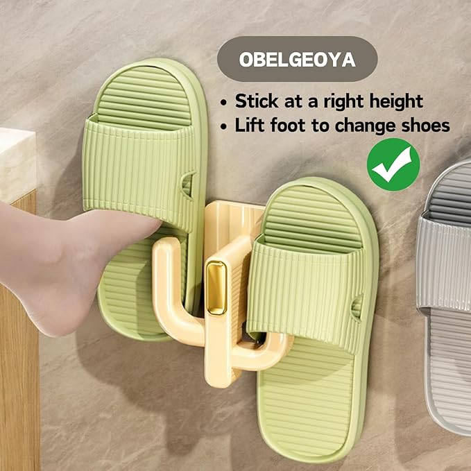 Wall Mounted Shoe Rack (4 Pack) - Versatile Hanging Organizer with Hooks for Slippers, Hats, Towels & Keys, No-Drill Adhesive Organizer Shelf Storage for Home & RV, White & Green