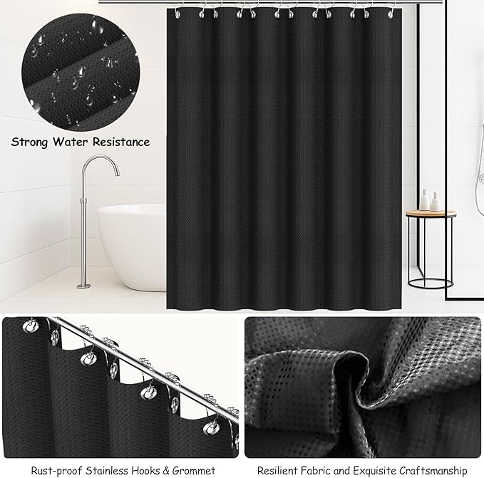 Bathroom Accessories Set - 22PCS Black Bathroom Set with Shower Curtain,Trash Can,Toilet Brush Holder Set & Soap Dispenser – Stylish & Functional Bath Decor for Home, Apartment