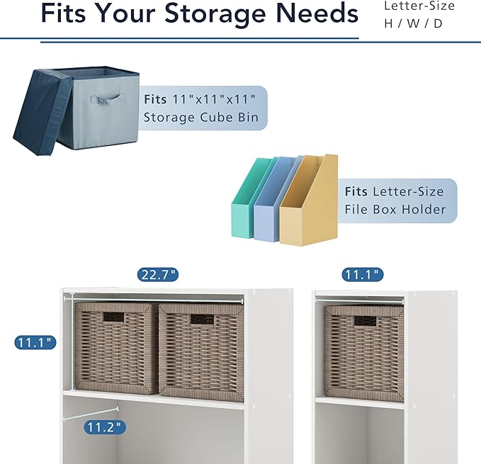 Homes: Inside + Out Apexa 6-Cube Storage Organizer Shelves, Stackable Wood Bookcase Fits Cubby Bins for Organization, Dorm Teen Room Decor & Home Office, Light Blue