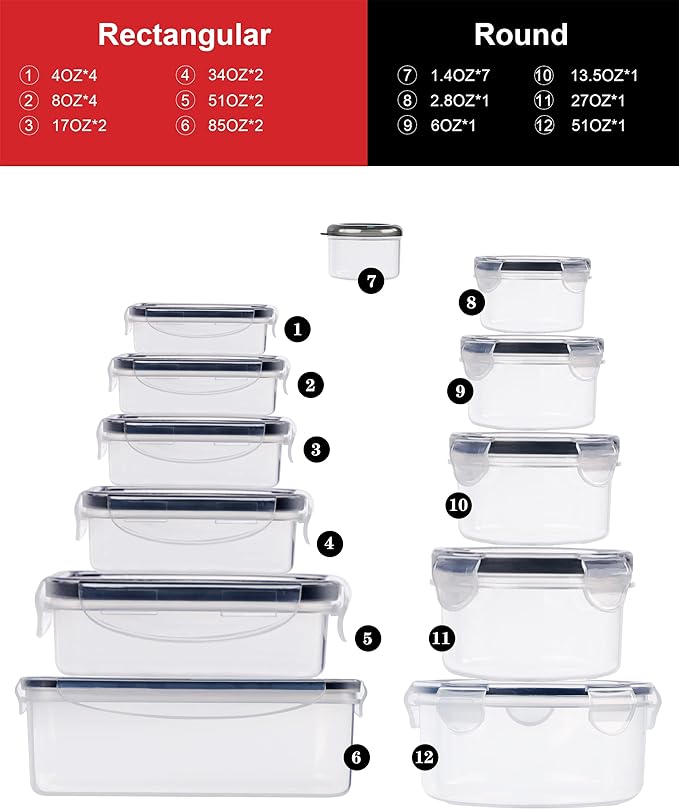 56 Pcs Large Food Storage Containers Set with Lids (28 Containers + 28 Lids), Airtight Plastic Storage Containers for Pantry & Kitchen Organization, BPA-Free, Leak-Proof