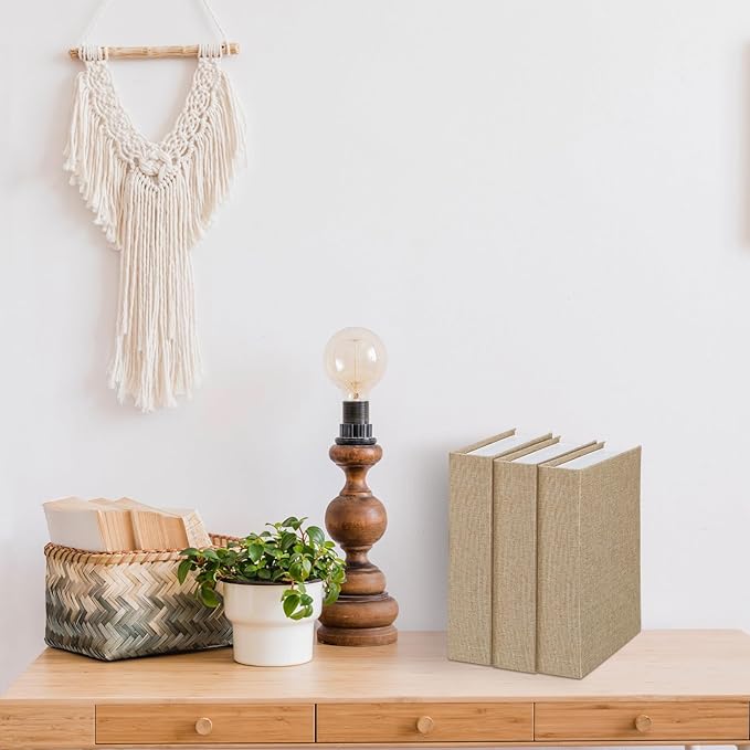 Tioncy 3 Pcs Fake Book Box Neutral Linen Book Box Decorative Faux Prop Storage for Farmhouse Home Decor shelf Table Card Photo DIY Keepsake Gift(8.6 x 6.1 x 1.8 Inch,Beige)
