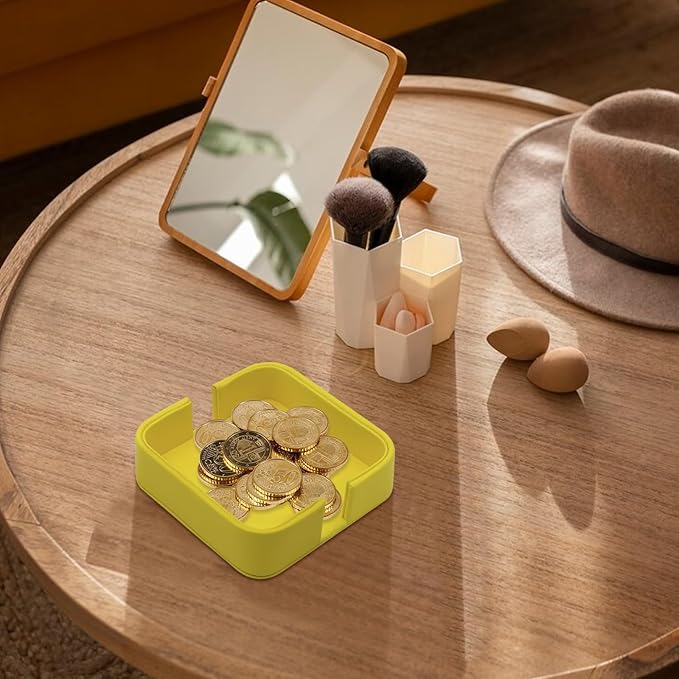 TUNJILOOL Leather Coaster Holder 4.3 Inch Coaster Display Stand Hold,Fit Multi-Shape Coaster,Coaster Storage for Countertop,Housewarming Gift