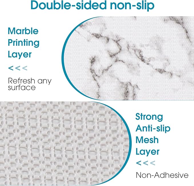 Coavas Extra Grip Thickened Shelf and Drawer Liner - Non-Adhesive Non-Slip Waterproof Mats for Kitchen Cabinets, Drawers, Shelves, Dresser & Cupboard, Easy Cut DIY (Marble, 24IN x 20FT)