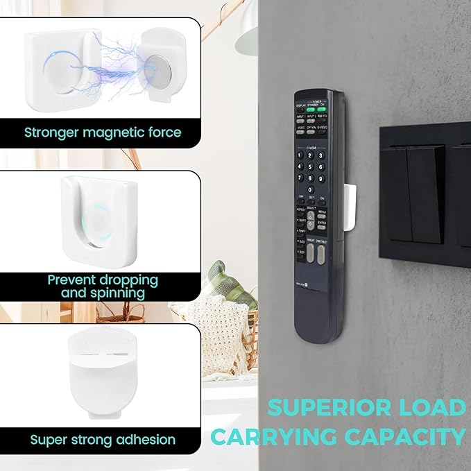 6-Piece Magnetic Remote Control Holder Wall Mount - Self Adhesive Suitable for Tv Backside as Well as Tv Fan and Air Conditioner Remote Controls