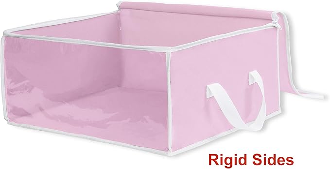 Simple Houseware 3 Pack Foldable Closet Organizer Clothing Storage Box with Clear Window, Pink