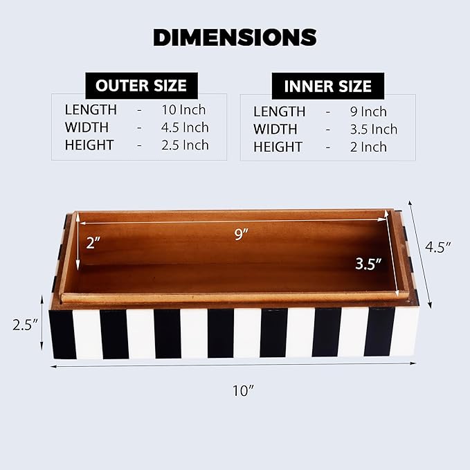 Handicrafts Home Decorative Storage Box with Lid – Black and White Box for Remote Controls, Coffee Table Storage Organizer, Keepsake Decorative Box for Shelf & Hallway Decor – Puzzle Check 10x4.5x2.5
