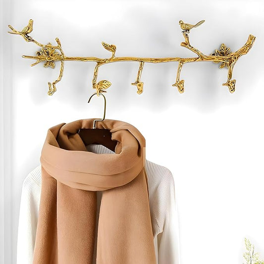 Brass Hanger Wall Mounted Long, 6 Hooks for Hanging Jackets, 20 inch Hook Rack, Hook Rail, Hanger Wall Mounted, Used for Clothes, Jackets, Hats, Gold