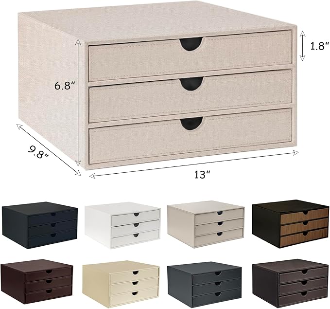 UnionBasic Document Organizer, 3-Drawer File Cabinet Document Storage Box, Office Desktop Filing Organizer, White