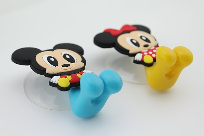 Mickey Minnie 2 pcs Set Toothbrush Holders with Suction Cup for Wall in Bathroom at Home RV Camper Van