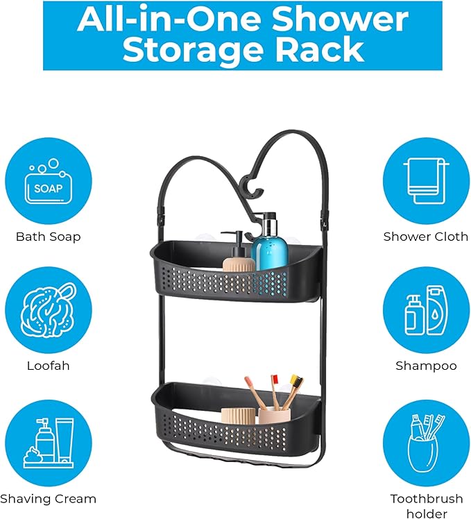 Shower Caddy Double Hanging Black