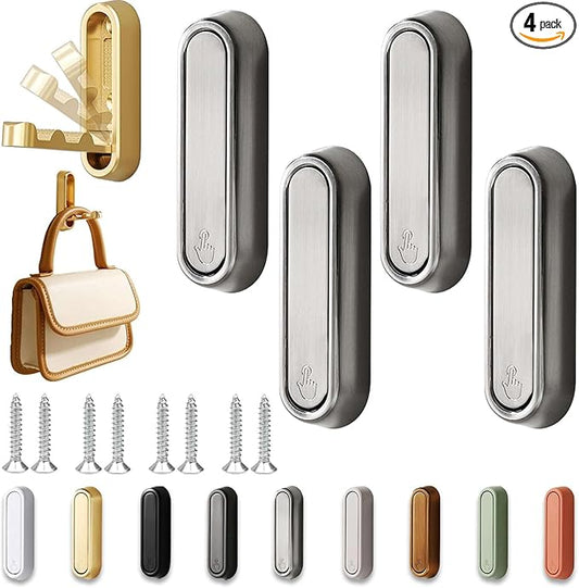 4PCS Folding Wall Hooks, Foldable Coat Hooks Heavy Duty Foldable Hook Bathroom Towel Hooks Robe Hooks Wall Mounted for Bathroom, Closet, Entryway, Pool, and Kitchen (Round-Silver)