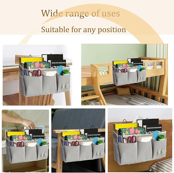 Bedside Caddy, Bedside Hanging Storage Organizer forBunk and Hospital Beds,College Dorm Bed，Can be Placed Glasses Books Mobile Phones(Black 2)…