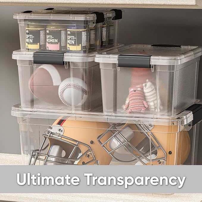 Superio Clear Storage Box with Lid, 2.3 Quart Plastic Container Bins for Organizing, Stackable Crates, BPA Free, Non Toxic, Odor Free, Organizers for Home, Office, School, and Dorm, 10 Pack