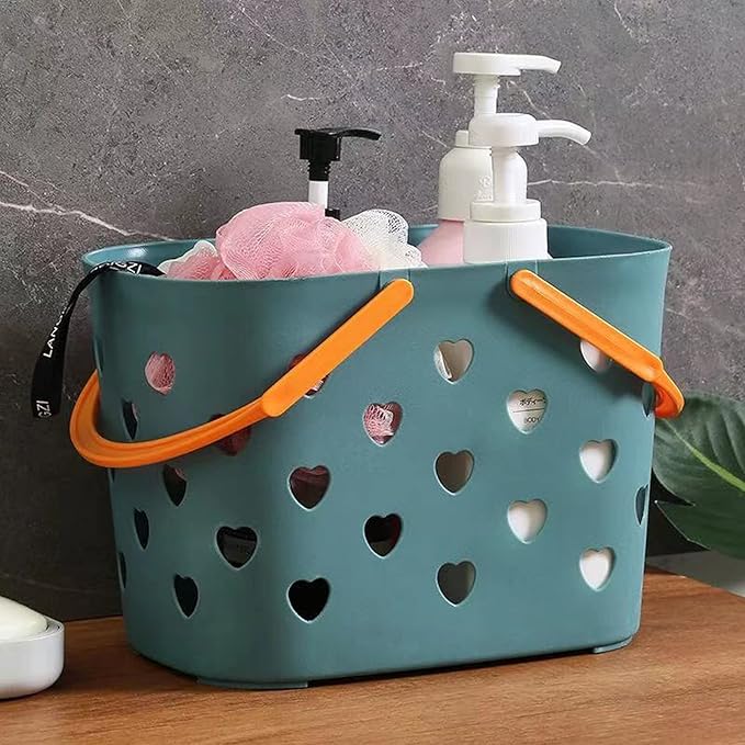 Anyoifax Portable Shower Caddy Tote Plastic Storage Basket with Handle Box Organizer Bin for Bathroom, Pantry, Kitchen, College Dorm, Garage - Blue