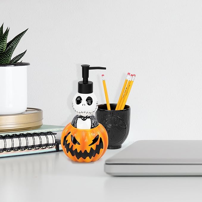 Disney Nightmare Before Christmas Soap Dispenser - Jack Skellington and Pumpkin Resin Lotion Pump - Bathroom Décor
