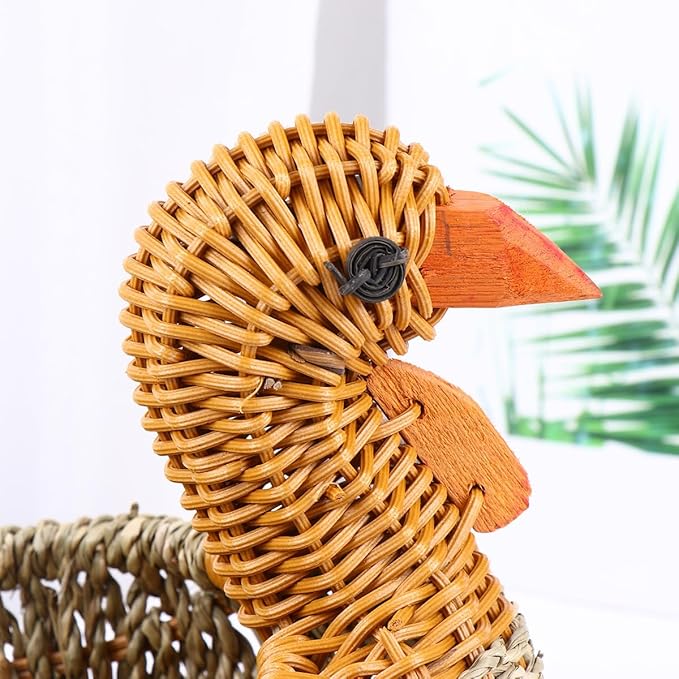 ARTIBETTER Woven Storage Basket 9.05X5.70X3.54In Portable Sundries Organizer with Straw Turkey Pattern Light Grey Home Storage Basket for Kitchen Dining Room